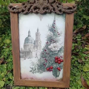 Különleges hímzett kép, Karácsony, Karácsonyi lakásdekoráció, Karácsonyi lakásdíszek, Hímzés, MESKA