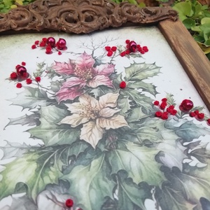 Különleges hímzett kép - karácsony - karácsonyi lakásdekoráció - karácsonyi lakásdíszek - Meska.hu