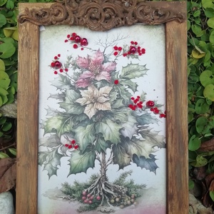 Különleges hímzett kép, Karácsony, Karácsonyi lakásdekoráció, Karácsonyi lakásdíszek, Hímzés, MESKA