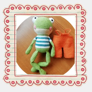 Sheldon a cuki béka - horgolt amigurumi - játék & sport - plüssállat & játékfigura - béka - Meska.hu