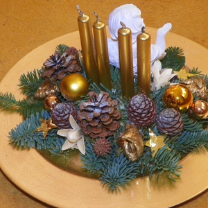 Várakozás-Angyalkás adventi asztaldísz, koszorú  - karácsony - karácsonyi lakásdekoráció - ünnepi asztaldekoráció - Meska.hu