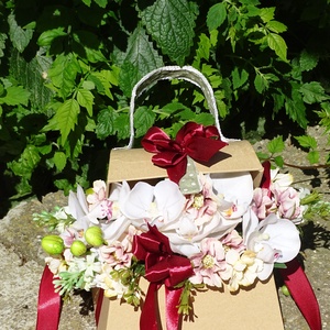 Viragtaska , ballagó táska,csak neked: orchideás csokor valentinnap,Anyáknapja, névnapra.születésnapra,köszöntő ajándék - otthon & életmód - dekoráció - asztal és polc dekoráció - asztaldísz - Meska.hu