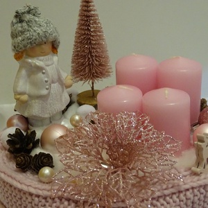  Angyali üzenet-puder, adventi, kötött asztaldísz,doboz, koszorú, box - karácsony - adventi díszek - adventi asztaldísz - Meska.hu