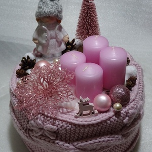  Angyali üzenet-puder, adventi, kötött asztaldísz,doboz, koszorú, box - karácsony - adventi díszek - adventi asztaldísz - Meska.hu