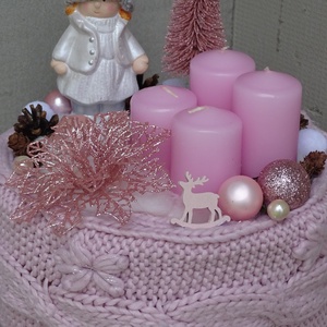  Angyali üzenet-puder, adventi, kötött asztaldísz,doboz, koszorú, box - karácsony - adventi díszek - adventi asztaldísz - Meska.hu