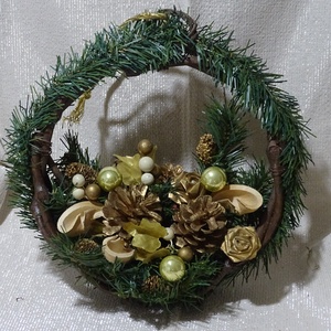 Fenyő, Téli,karácsonyi ajtódísz,koszorú,kopogtató,asztaldísz, Karácsony, Adventi díszek, Adventi ajtódísz, Virágkötés, Meska