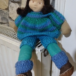 Egyedi Baba,rongy baba,kötött ruhás,öltöztethető baba 38cm,EGYEDI - Meska.hu