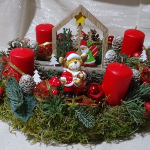 Karácsonyi mese -adventi ,karácsonyi asztaldísz, Karácsony, Adventi díszek, Adventi asztaldísz, Virágkötés, MESKA