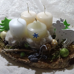 Téli táj bundában ,Őzikés,Téli,karácsonyi adventi asztaldísz,asztalközép, koszorú  - karácsony - adventi díszek - adventi asztaldísz - Meska.hu