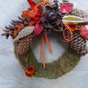 Sirdisz,Mindenszentek,halottak napja,Sírdísz,Kegyeleti dísz,koszorú-  ajándék kövirózsával - otthon & életmód - dekoráció - ajtó- és ablak dekoráció - ajtódísz & kopogtató - Meska.hu