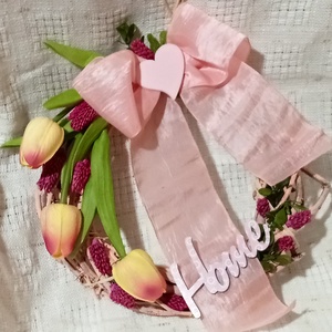 Tulipános tavasz ajtódísz, koszorú, kopogtato  - otthon & életmód - dekoráció - ajtó- és ablak dekoráció - ajtódísz & kopogtató - Meska.hu