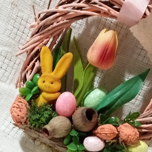 Tavaszi, húsvéti, tulipános,nyuszikas-ajtodisz, koszorú, kopogtato  - otthon & életmód - dekoráció - ajtó- és ablak dekoráció - ajtódísz & kopogtató - Meska.hu