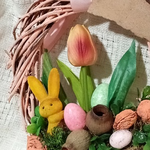 Tavaszi, húsvéti, tulipános,nyuszikas-ajtodisz, koszorú, kopogtato  - otthon & életmód - dekoráció - ajtó- és ablak dekoráció - ajtódísz & kopogtató - Meska.hu
