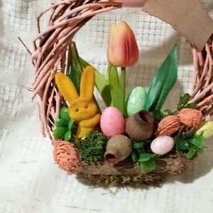 Tavaszi, húsvéti, tulipános,nyuszikas-ajtodisz, koszorú, kopogtato  - otthon & életmód - dekoráció - ajtó- és ablak dekoráció - ajtódísz & kopogtató - Meska.hu