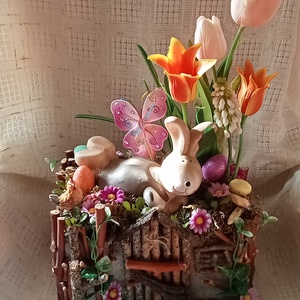 Akció Nyuszi lak, húsvéti,tavaszi(nagy) asztaldisz, lakásdekoráció  - otthon & életmód - dekoráció - asztal és polc dekoráció - asztaldísz - Meska.hu