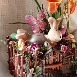 Akció Nyuszi lak, húsvéti,tavaszi(nagy) asztaldisz, lakásdekoráció  - otthon & életmód - dekoráció - asztal és polc dekoráció - asztaldísz - Meska.hu