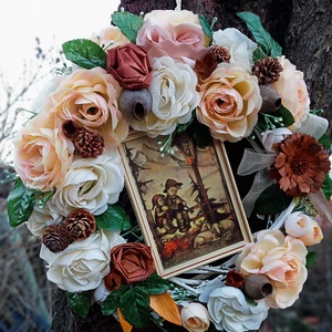 Rózsa Romantikus idill-    (nagy méret) koszorú,ajtódísz,kopogtató, Otthon & Lakás, Dekoráció, Ajtó- és ablak dekoráció, Ajtódísz & Kopogtató, Virágkötés, MESKA