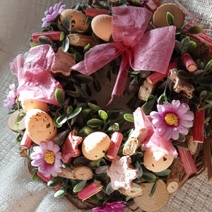  EgyKicsi tavasz buxus ajtódísz,koszorú,kopogtató, Otthon & Életmód, Dekoráció, Ajtó- és ablak dekoráció, Ajtódísz & Kopogtató, Virágkötés, MESKA