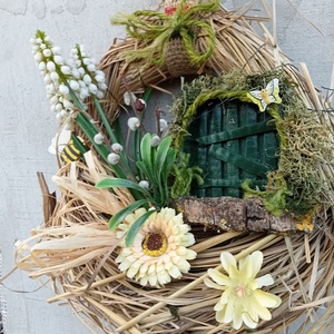 Tavasz - húsvéti ajtódísz , Otthon & Lakás, Dekoráció, Asztal és polc dekoráció, Asztaldísz, Virágkötés, MESKA
