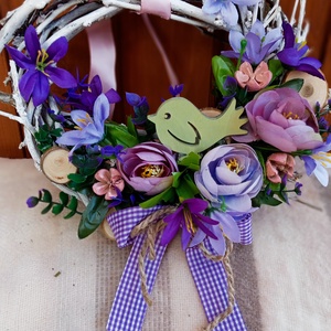 Kikeletmadarka,romantikus ajtódísz,kopogtató,koszorú - Meska.hu