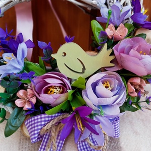 Kikeletmadarka,romantikus ajtódísz,kopogtató,koszorú - otthon & életmód - dekoráció - ajtó- és ablak dekoráció - ajtódísz & kopogtató - Meska.hu