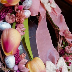 Tulipános tavasz ajtódísz, koszorú, kopogtato  - otthon & életmód - dekoráció - ajtó- és ablak dekoráció - ajtódísz & kopogtató - Meska.hu