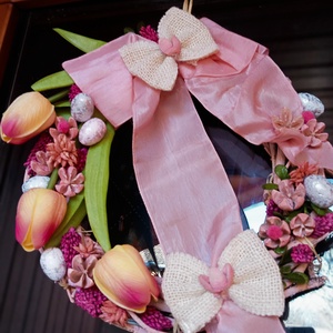 Tulipános tavasz ajtódísz, koszorú, kopogtato  - otthon & életmód - dekoráció - ajtó- és ablak dekoráció - ajtódísz & kopogtató - Meska.hu