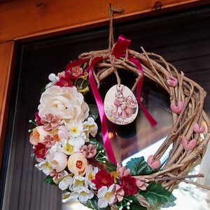 Romantikus tavaszi , húsvéti ajtódísz - otthon & életmód - dekoráció - ajtó- és ablak dekoráció - ajtódísz & kopogtató - Meska.hu