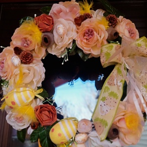 Húsvéti,tavaszi-    (nagy méret) koszorú,ajtódísz,kopogtató - otthon & életmód - dekoráció - ajtó- és ablak dekoráció - ajtódísz & kopogtató - Meska.hu