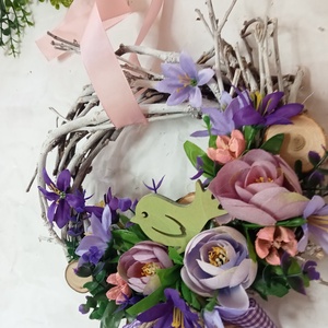 Kikeletmadarka,romantikus ajtódísz,kopogtató,koszorú - otthon & életmód - dekoráció - ajtó- és ablak dekoráció - ajtódísz & kopogtató - Meska.hu