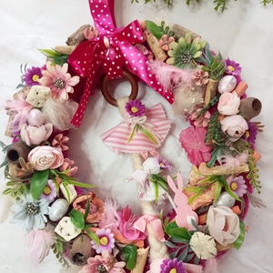 Vidám tavaszi reggel...ajtódísz, koszorú, kopogtato , Otthon & Életmód, Dekoráció, Ajtó- és ablak dekoráció, Ajtódísz & Kopogtató, Virágkötés, MESKA
