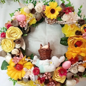 Színes tavaszi -husveti Napsugár ajtódísz, koszorú  - otthon & életmód - dekoráció - ajtó- és ablak dekoráció - ajtódísz & kopogtató - Meska.hu