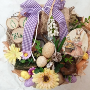 Nyuszi hopp... ajtódísz,kopogtató,koszorú, Otthon & Életmód, Dekoráció, Ajtó- és ablak dekoráció, Ajtódísz & Kopogtató, Virágkötés, MESKA