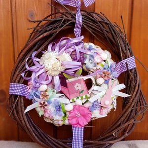 Húsvéti Hímes tojás l.koszorú,ajtódísz,kopogtató, Otthon & Életmód, Dekoráció, Ajtó- és ablak dekoráció, Ajtódísz & Kopogtató, Virágkötés, MESKA