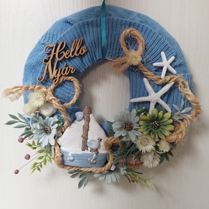 Helló Nyár ajtodisz , Otthon & Életmód, Dekoráció, Ajtó- és ablak dekoráció, Ajtódísz & Kopogtató, Virágkötés, MESKA