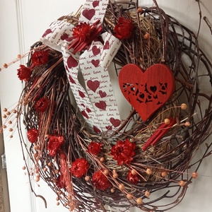 Hatalmas szívem. ROMANTIKUS,rusztikus,csupa szív:ajtódísz,koszorú,kopogtató,falidísz(nagy méret), Otthon & Életmód, Dekoráció, Ajtó- és ablak dekoráció, Ajtódísz & Kopogtató, Virágkötés, MESKA