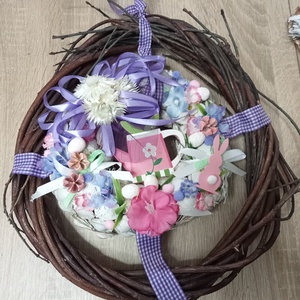 Színes húsvét l.koszorú,ajtódísz,kopogtató - ünnepi díszek, dekorációk - húsvéti díszek és dekorációk - húsvéti ajtódísz, kopogtató - Meska.hu