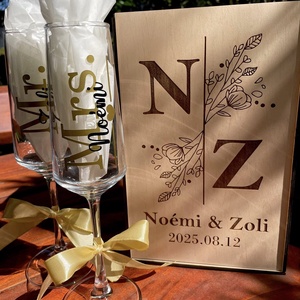 Esküvői pezsgőspohár szett díszdobozban - esküvő - emlék & ajándék - nászajándék - esküvői pohár, pohárszett - Meska.hu