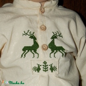 Szarvasos, madaras keresztszemes baba ing - népi keresztelő, ünneplő ruha, gyerek paraszting -  - Meska.hu