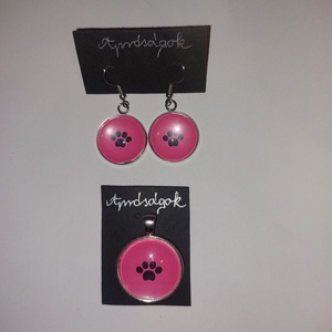 Pink hátterű fekete tappancs Apróságok-üveglencsés ékszerek, Ékszer, Ékszerszett, Üvegművészet, Ékszerkészítés, MESKA