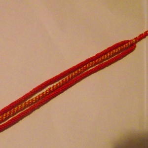 Piros-sárga csomózott karkötő -  - Meska.hu