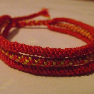 Piros-sárga csomózott karkötő, , Csomózás, MESKA