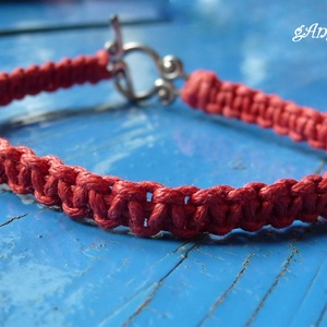 Piros makramé karkötő, , Ékszerkészítés, Csomózás, MESKA