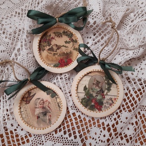 Cicás fenyődíszek- nosztalgia karácsonyi díszek,  dekoráció,   -  - Meska.hu