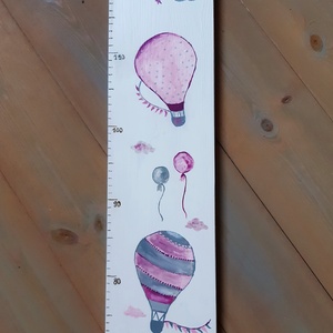 Hőlégballonos magasságmérő, gyerekszobai dekoráció, mályva-szürke Rendelhető! - otthon & életmód - babaszoba, gyerekszoba - magasságmérő - Meska.hu