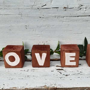 LOVE- dekor fakockák, fotózási kellék, lakás dekor 5db-os, Otthon & Életmód, Dekoráció, Dísztárgy, Festett tárgyak, MESKA