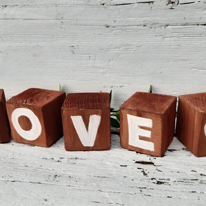 LOVE- dekor fakockák, fotózási kellék, lakás dekor 5db-os - otthon & életmód - dekoráció - dísztárgy - Meska.hu
