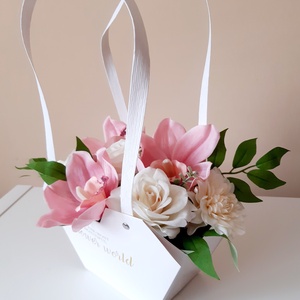Orchideás virágtáska fehér, Ballagásra,Anyák napjára, ünnepi alkalmakra virágdísz - otthon & lakás - dekoráció - virágdísz és tartó - csokor & virágdísz - Meska.hu