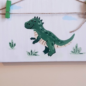 Fényképtartó falikép, gyerekszobai dísz, dekoráció, Dinó, T-Rex , szülinapra, babalátogatóba, Azonnal vihető - otthon & életmód - dekoráció - fali és függő dekoráció - függődísz - Meska.hu