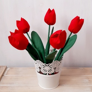 Piros tulipán csokor 5db-os,  Anyák napjára, lakásdekoráció, Otthon & Életmód, Dekoráció, Virágdísz és tartó, Csokor & Virágdísz, , MESKA